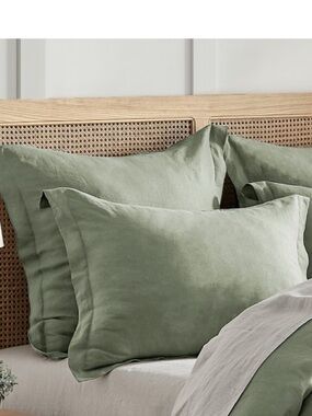Sage Green Washed Linen Standard Pillow Shams